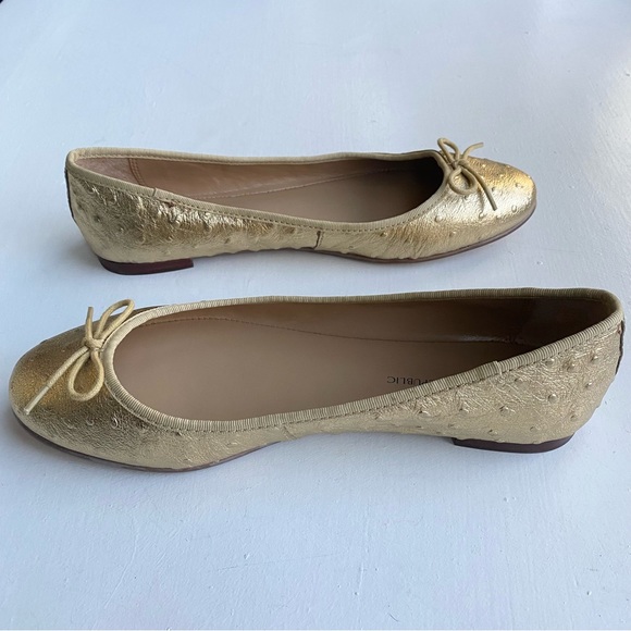 Banana Republic Golden Ostrich Leather Bow Ballet Flats - Picture 5 of 8